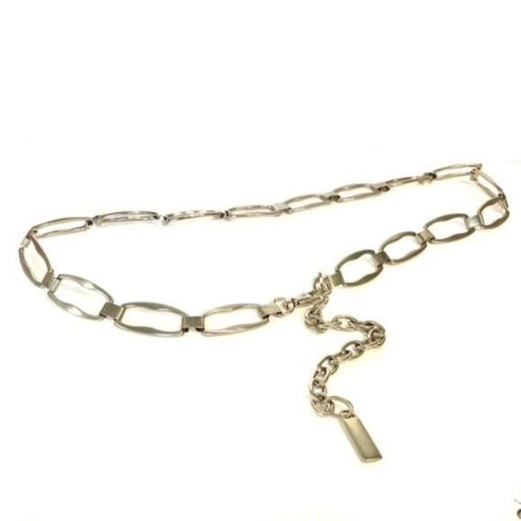 Women's Silver Retro Funky Metallic Flexible Lightweight Chain Belt 36”-43” - Picture 2 of 5